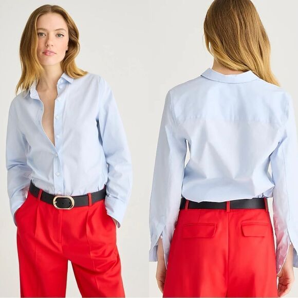 J. Crew Tops - NWT J CREW Wren slim shirt in stretch cotton poplin in Blue Eoe